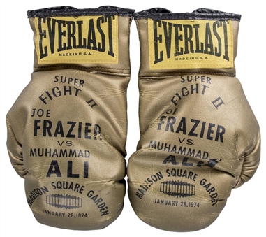 1974 Muhammad Ali vs. Joe Frazier Fight II Commemorative Everlast Boxing Gloves 